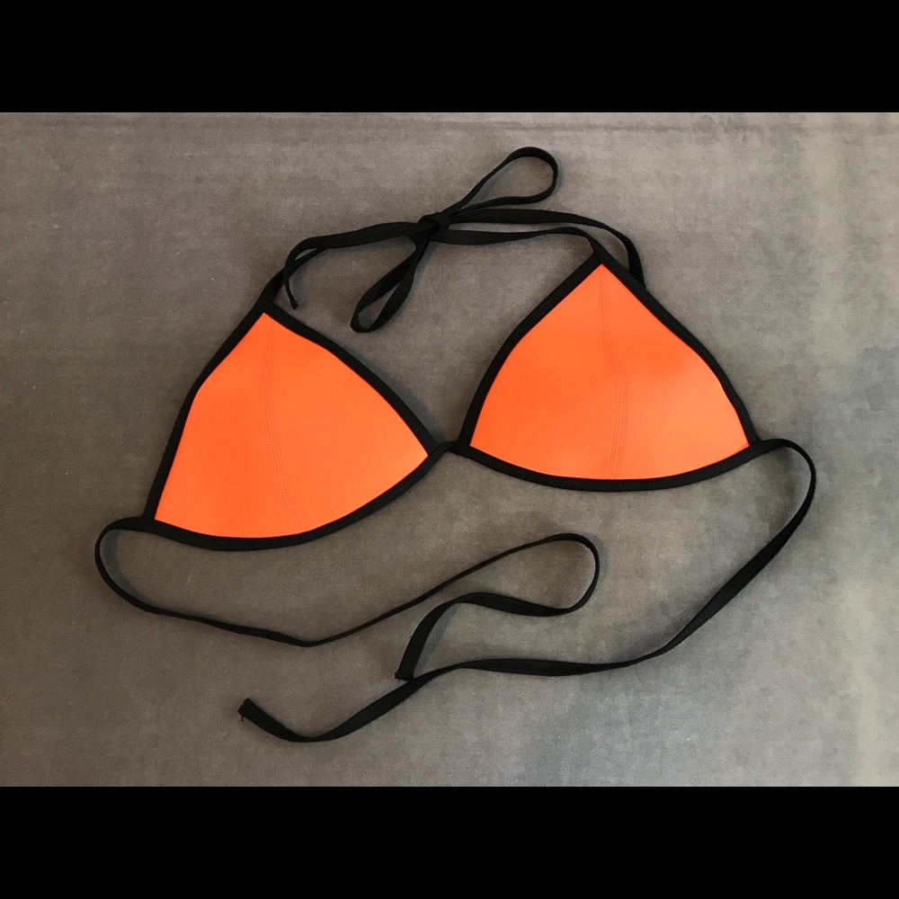 Orange black triangle string bikini top XL